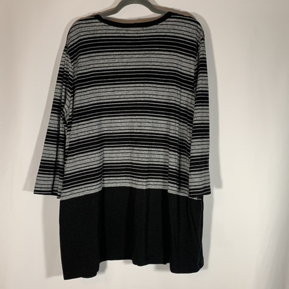Chalet Black & Grey Striped Short Sleeve Cardigan - Picture 6 of 8